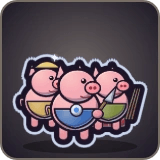 Three Little Pigs in Pixel Muster